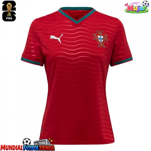 Camiseta Portugal Primera Equipación Replica Mundial 2026 para mujer mangas cortas